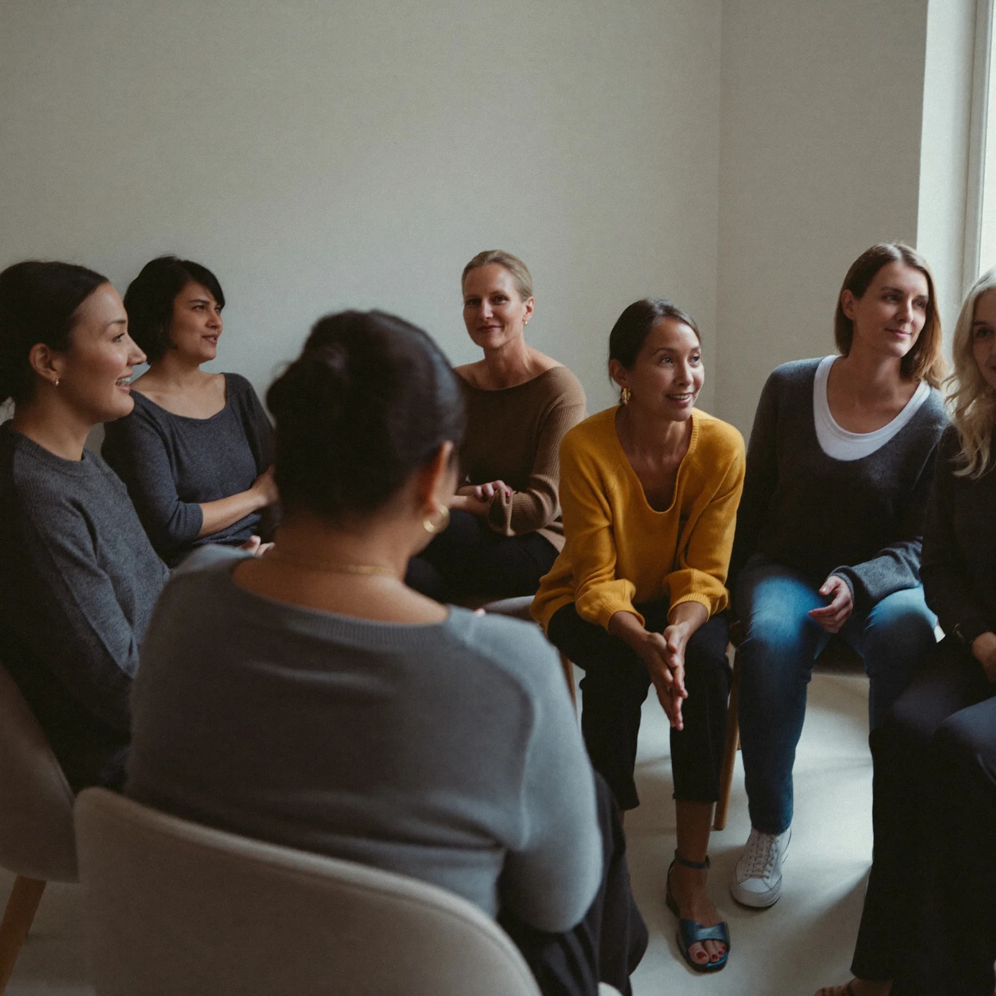 A wellbeing session under way in a community room