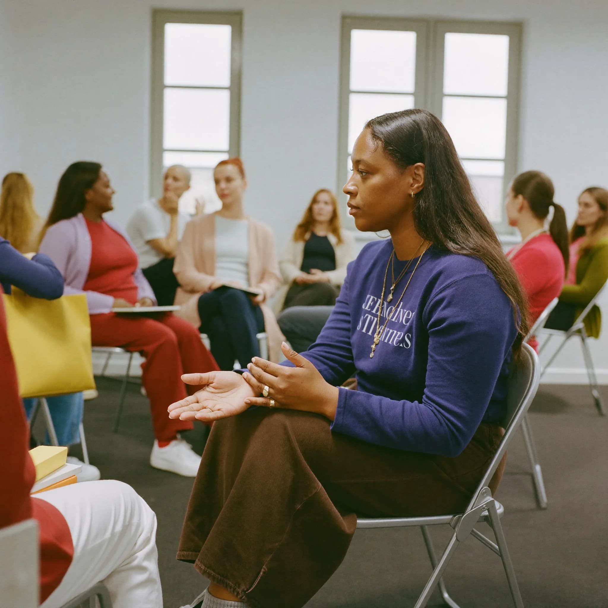 Women talking together at a community centre session